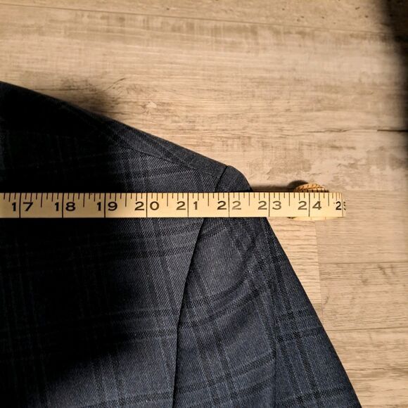 Ralph Ralph Lauren Size 48R Silk Wool Blend Blazer 2 Button Blue Plaid - Picture 12 of 16